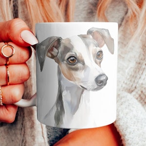 Whippet Watercolor Mug, Dog Lover Cup, Whippet Lover Gift, Animal Pet Lovers Gift, Cute Canine Drinkware, Unique Kitchen Decor, Whippet Art