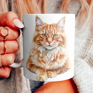 Mug Blanc Céramique Chat Maine Coon - Original Et Mignon