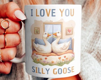 I Love You Silly Goose Mug, Cute Ducks Geese Mug, Gift For Girlfriend Boyfriend Mom Dad, Romantic Gifts, Sweet Gift, Cute Romantic Gift Mug,