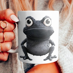 Tazza Grumpy Frog: arte oscura, decorazioni gotiche eccentriche