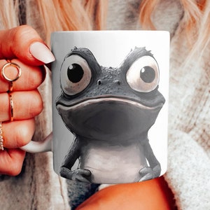 Tazza Grumpy Frog: arte oscura, decorazioni gotiche eccentriche