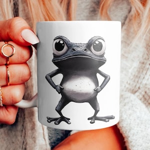 Tazza Grumpy Frog: arte popolare oscura, decorazioni gotiche eccentriche