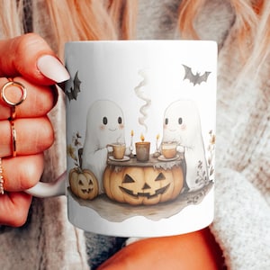 Tasse scène d&#39;Halloween café fantômes effrayants, tasse d&#39;Halloween, tasse amateur d&#39;Halloween, tasse fantôme, cadeau d&#39;Halloween, tasse saison d&#39;Halloween, amateur de fantômes