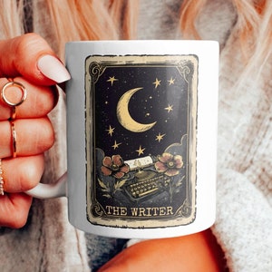 Taza de tarot de escritor, regalo de periodista, regalo de escritura de novela, taza de escritor, hermoso regalo de escritor, linda taza de escritor, regalo para autor, taza de novelista