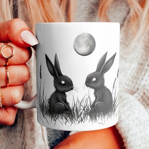 Dunkle Volkskunst Hasenmond Becher, Gothic Becher Design, Witchy Becher, gruseliges dunkles Kunst-Dekor, Einzigartiges gotisches Geschenk, Hexerei Becher, Magische Kunstbecher
