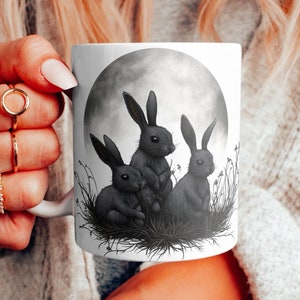 Dunkle Volkskunst Hasenmond Becher, Gothic Becher Design, Witchy Becher, gruseliges dunkles Kunst-Dekor, Einzigartiges gotisches Geschenk, Hexerei Becher, Magische Kunstbecher