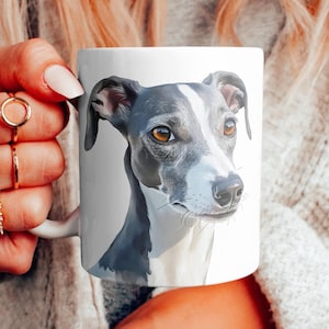 Whippet Watercolor Mug, Dog Lover Cup, Whippet Lover Gift, Animal Pet Lovers Gift, Cute Canine Drinkware, Unique Kitchen Decor, Whippet Art