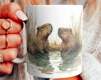Capybara akvarellmugg, Capybara mugg, Capybara presentmugg, Capybara present, Capybara Lover Present, Capybara mugg för honom henne, Capybara Lover