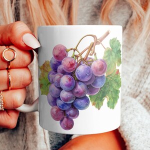 Grapes Watercolor Coffee Mug, Coffee Cup, Grapes Cup, Cute Mug, Mug Gift Idea, Trendy Gift Idea, Grapes gift, Funny Mug, Grapes