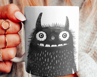 Caneca de café Dark Art Monster: presente de arte popular gótica
