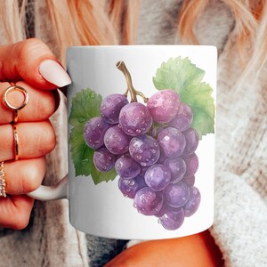 Grapes Watercolor Coffee Mug, Coffee Cup, Grapes Cup, Cute Mug, Mug Gift Idea, Trendy Gift Idea, Grapes gift, Funny Mug, Grapes