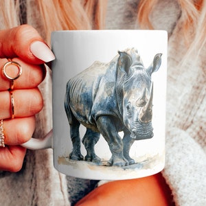 Waterverfmok neushoorn: cadeau dierenliefhebber