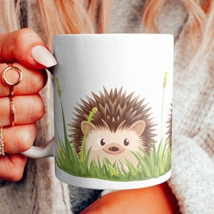 Hedgehog Cartoon Mug, Hedgehog Mug, Hedgehog Gift Mug, Hedgehog Gift, Hedgehog Lover Gift, Hedgehog mug for her him, Animal Mug Gift,