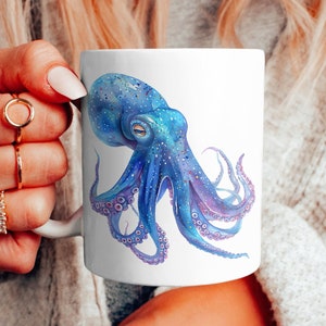 Tazza acquerello a forma di calamaro: regalo per gli amanti degli animali