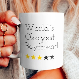 World&#39;s Okayest Boyfriend Coffee Mug - Funny Sarcasm Gift