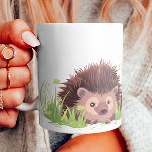Hedgehog Cartoon Mug, Hedgehog Mug, Hedgehog Gift Mug, Hedgehog Gift, Hedgehog Lover Gift, Hedgehog mug for her him, Animal Mug Gift,