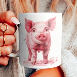 Tasse à café aquarelle cochon, tasse à café, tasse cochon, jolie tasse, idée cadeau mug, idée cadeau tendance, cadeau cochon, tasse animal, cochon