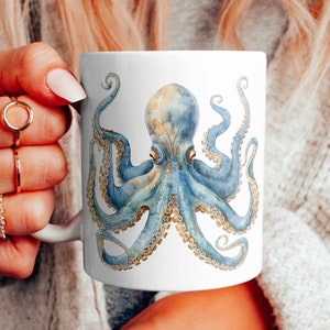 Tazza acquerello a forma di calamaro: regalo per gli amanti degli animali