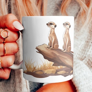 Meerkat Cartoon Mug, Meerkat Mug, Meerkat Gift Mug, Meerkat Gift, Meerkat Lover Gift, Meerkat mug for her him, Animal Mug Gift, Animal Mug