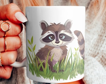 Mug raton laveur dessin animé : cadeau pour les amoureux des animaux
