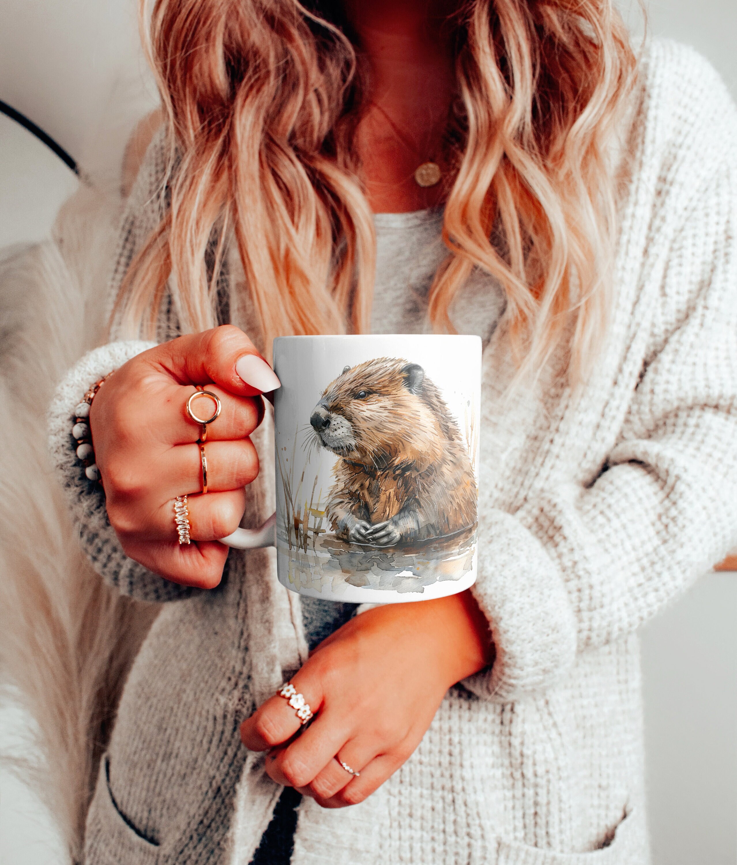 Vixar Otter Tasse – Mit Britischem Wildlife Aquarell-Design, 325 Ml, Spülmaschinenfest