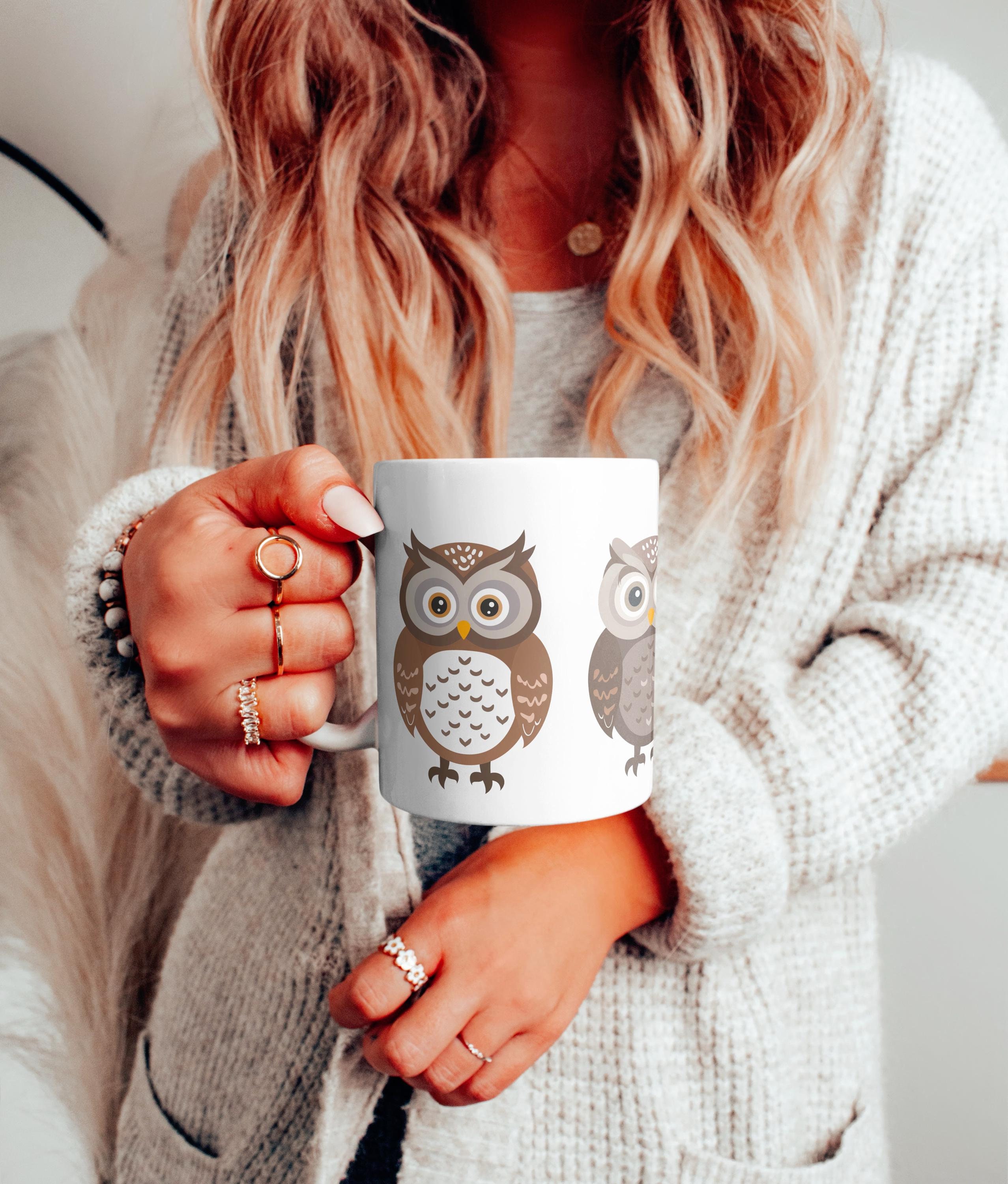 Owl Cartoon Mug, Owl Mug, Owl Gift Mug, Owl Gift, Owl Lover Gift, Owl mug for her him, Animal Mug Gi