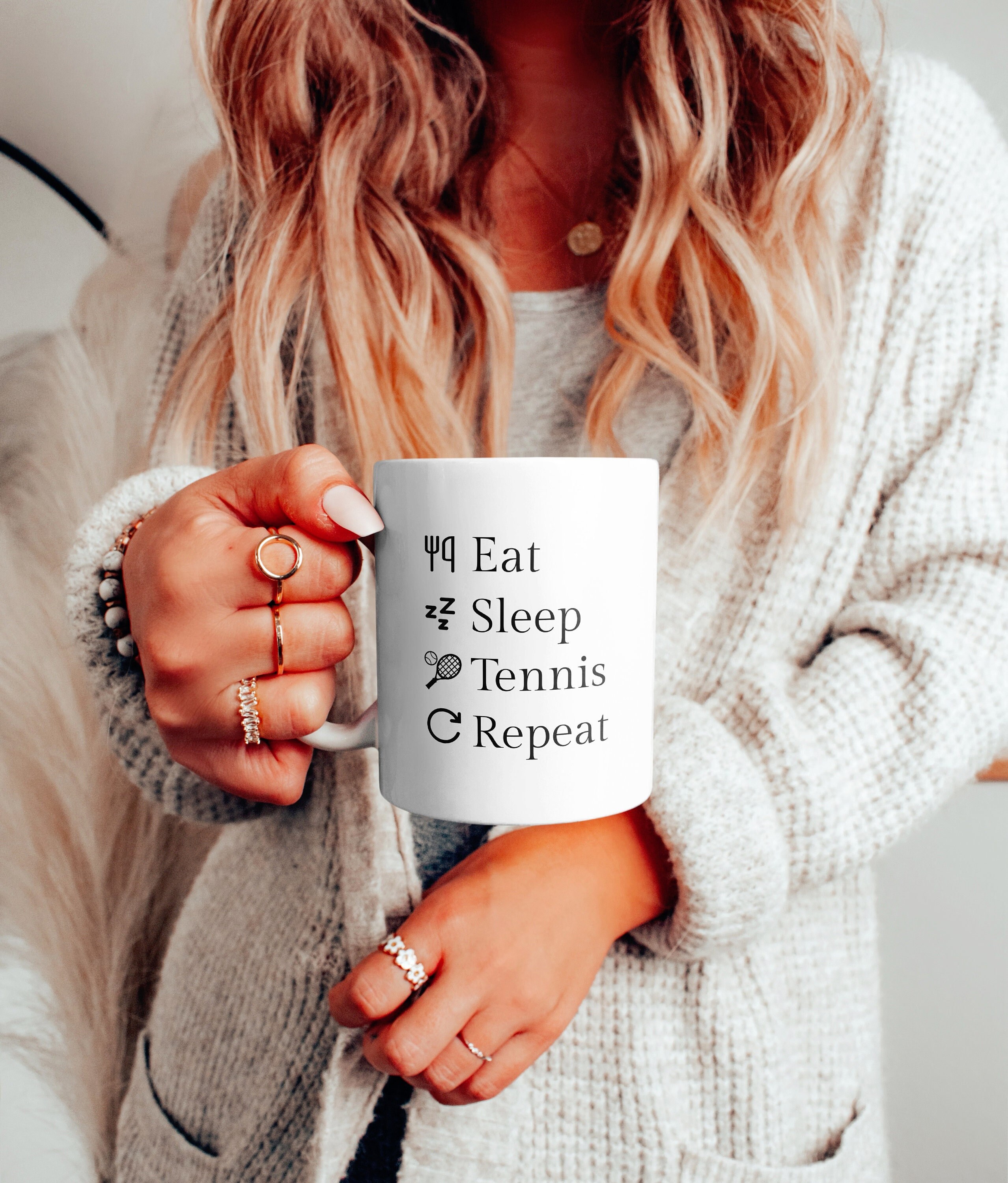Tazza con scritta - Tennis Mug-Eat Sleep Tennis Ripeti il regalo perfetto per un compleanno amante del tennis, regalo di tennis per la festa del papà di Natale - Italia