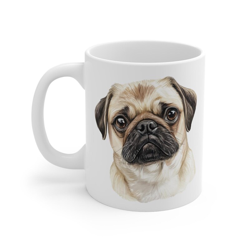 Mops Aquarell Becher, Mops Liebhaber Geschenk, Tier Haustier Liebhaber Geschenk, niedliches Canine Trinkgeschirr, einzigartige Küchendekoration, Mops Geschirr Bild 2