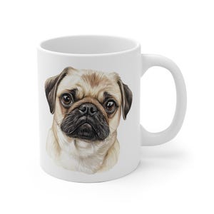 Mops Aquarell Becher, Mops Liebhaber Geschenk, Tier Haustier Liebhaber Geschenk, niedliches Canine Trinkgeschirr, einzigartige Küchendekoration, Mops Geschirr Bild 4