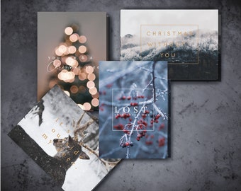 4 UNIQUE CHRISTMAS CARDS holidays, craft, christmas, mood cards, party, winter