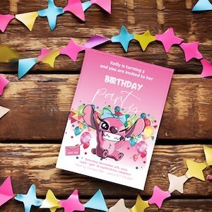 Convite de CARTÃO DE FESTA EDITÁVEL para festa infantil, artesanato, ponto, convite brilhante e colorido, festa infantil, festa, meninas