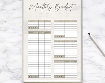 Digital Monthly Budget Planner | Printable Monthly Budget Planner | A4 & A5