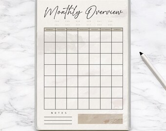 Digital Monthly Overview Planner | Printable Monthly Planner | Organize Your Month Effectively A4 & A5