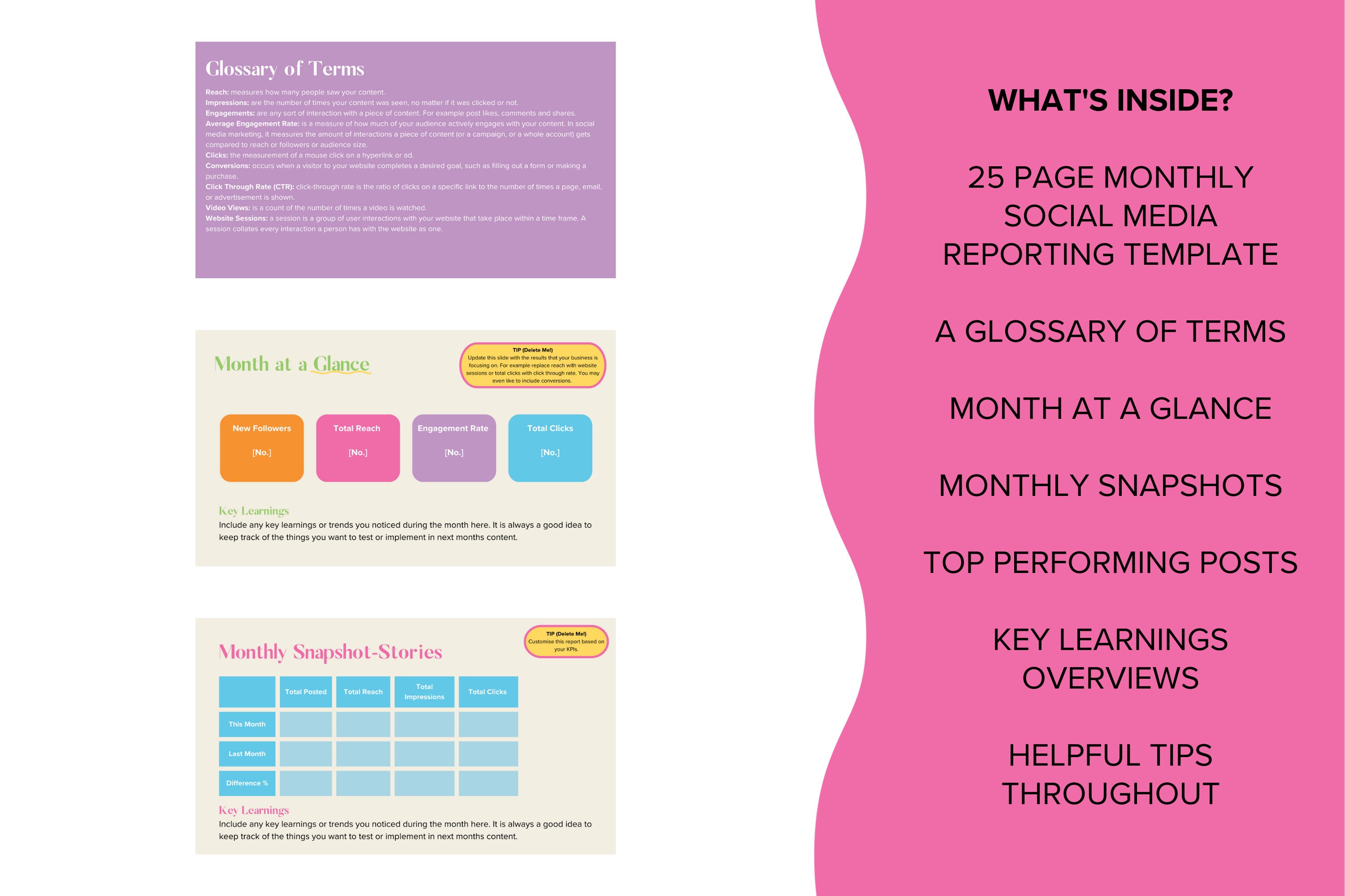 Social Media Reporting Template Canva Editable Template Etsy