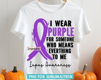 Lupus Awareness Purple Ribbon PNG: Sublimationskämpfer (Digitaler Download)