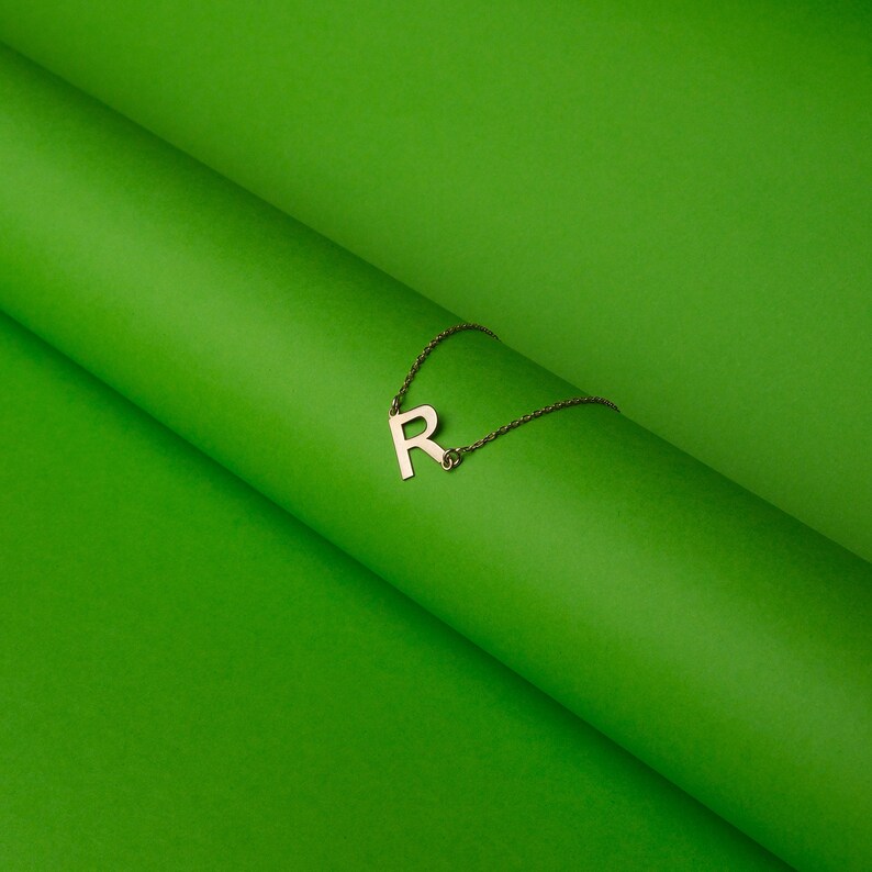 14K Solid Gold Letter Necklace, Minimalist Letter Necklace, Initial