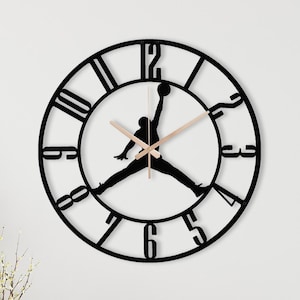 Michael Jordan Jumpman Metal Wall Clock,NBA Legend Sign Clock,Modern Clock,Game Room Decor,Gift For Boyfriend,Basketball Lovers’ Home Decor