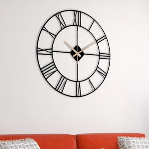 Minimalist Metal Wall Clock: Modern Roman Numeral Design