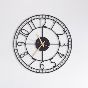 Modern Black Latin Round Decorative Metal Wall Clock for Kitchen and Ofice, Unique Wall Art Decor, Wall Clock With Numbers, Home Gift