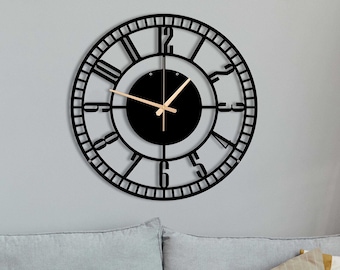 Metal Wall Clock,Wall Clock With Numbers ,Decorative,Silent ,Oversize Wall Clock,Wanduhr,Horloge Murale,Thanksgiving Gift,Handmade Wall Art