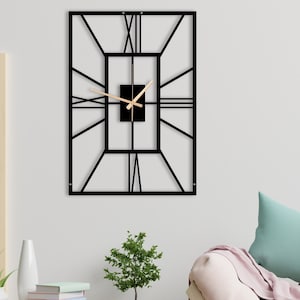 Rectangle Wall Clock, Unique with Roman Numerals Modern Wall Decoration,Black Large Costom Wall Clock for Living Room ,Housewarming Gift