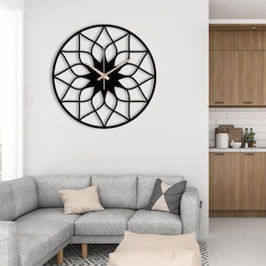 Mandala Wall Clock, Decorative Wall Hangings, Stylish Unique Gift, Boho Clock For Wall, Silent Wall Clock With Flowers, Large Home Decor
