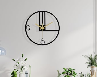 Large Metal Wall Clock: Modern Minimalist Circle Design