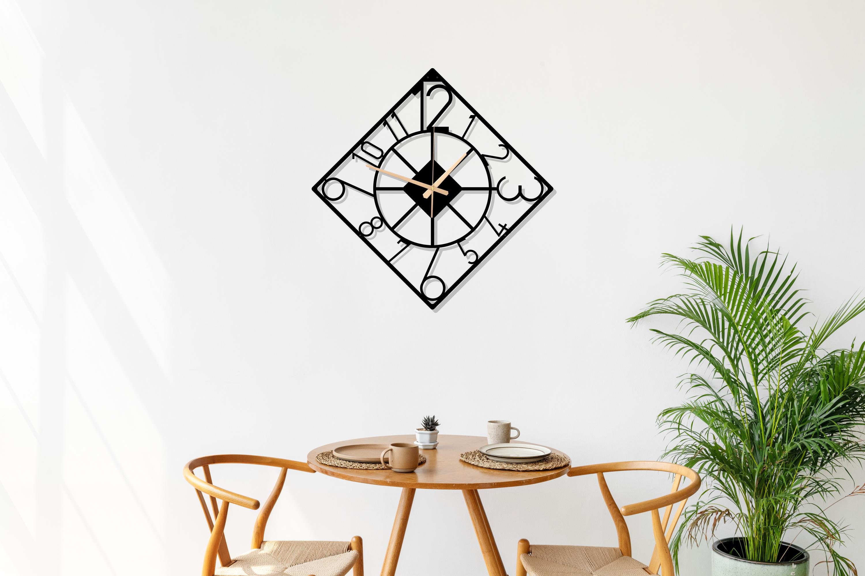 Metal Clock Decor,Modern and Geometric Design,Large Number,Living room Clock,Unique Gift,Clocks For Wall,Industrial Silent Clock,Home Gift