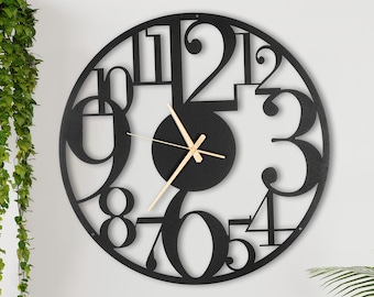 Modern Silent Metal Wall Clock,Unique With Numbers Wall Decoration For Kitchen,Living Room, Bedroom, Farmhouse and Ofice,  Housewarming Gift