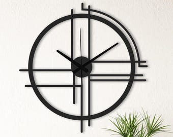 Minimalist Metal Wall Clock: Modern Scandinavian Silent Lines Decor