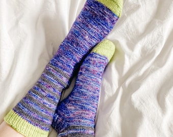 Striped Socks Knitting Pattern: Easy Beginner Sock (PDF Pattern)