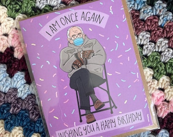 Bernie Sanders Birthday Card - Top Hat and Monocle