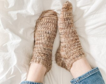 Easy Short Socks Knitting Pattern: Strata Texture (PDF Pattern)