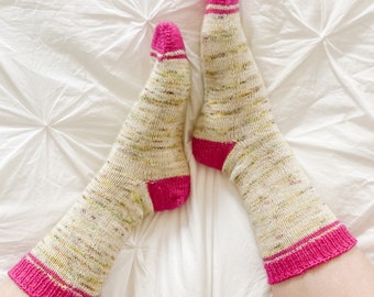Easy Toe-Up Socks Knitting Pattern: Taste the Rainbow (PDF Pattern)